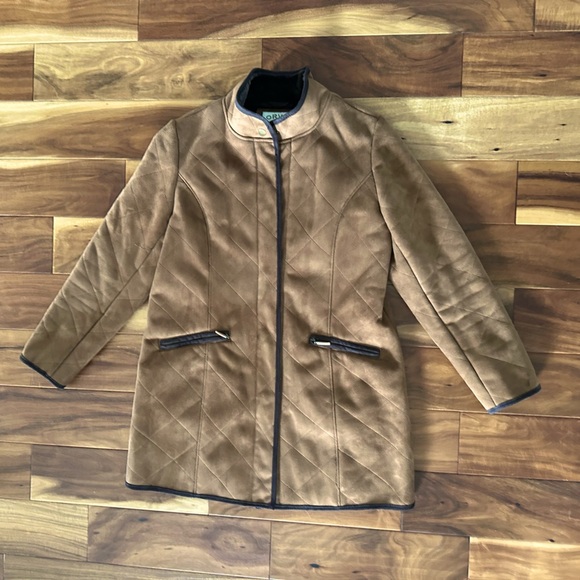 Orvis Tan Soft Faux Suede Cozy Lined Jacket Size Medium - Picture 1 of 6